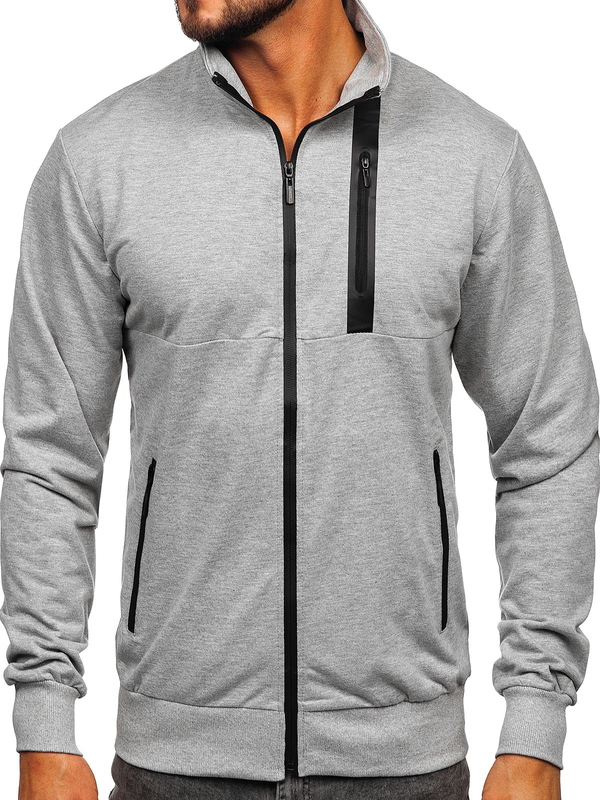 Herren Sweatjacke mit Stehkragen Grau Bolf B226