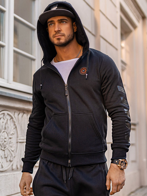 Bolf Herren Kapuzenpullover mit Motiv Schwarz  33101