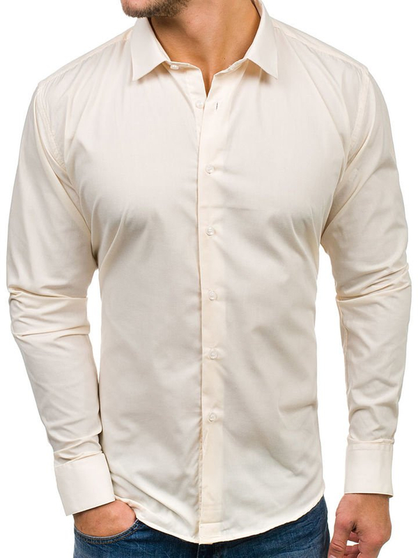 Herren Hemd Elegant Langarm Ecru Bolf TS100