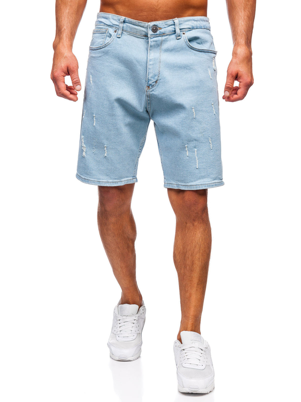 Herren Kurze Jeanshose Shorts Blau Bolf 0634