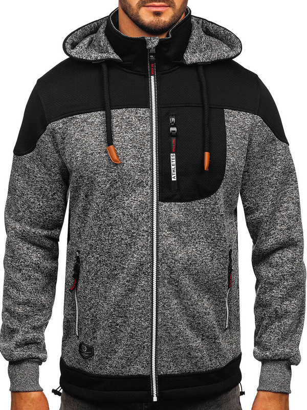 Herren Sweatshirt-Jacke mit Kapuze Anthrazit Bolf TC1268