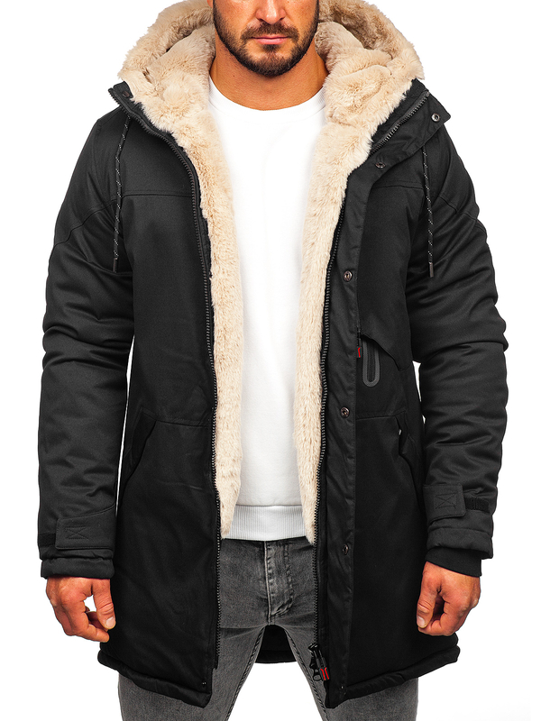 Herren Winterjacke Parka Schwarz Bolf 22M38