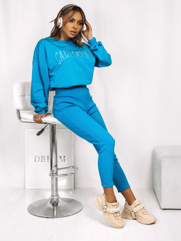 Damen Zweiteiler Sport Set Trainingsanzug California Mittelblau Bolf VE50