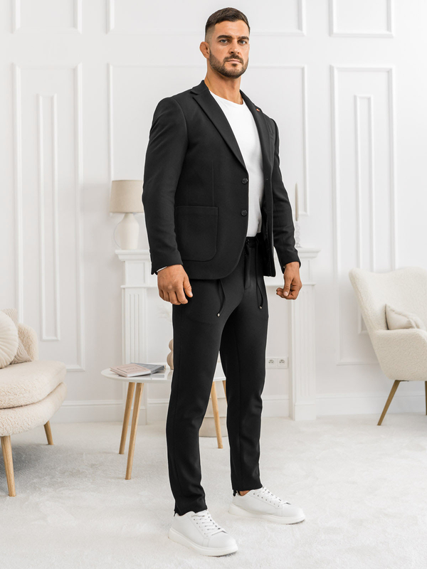 Herren Anzüg casual Schwarz Bolf 01