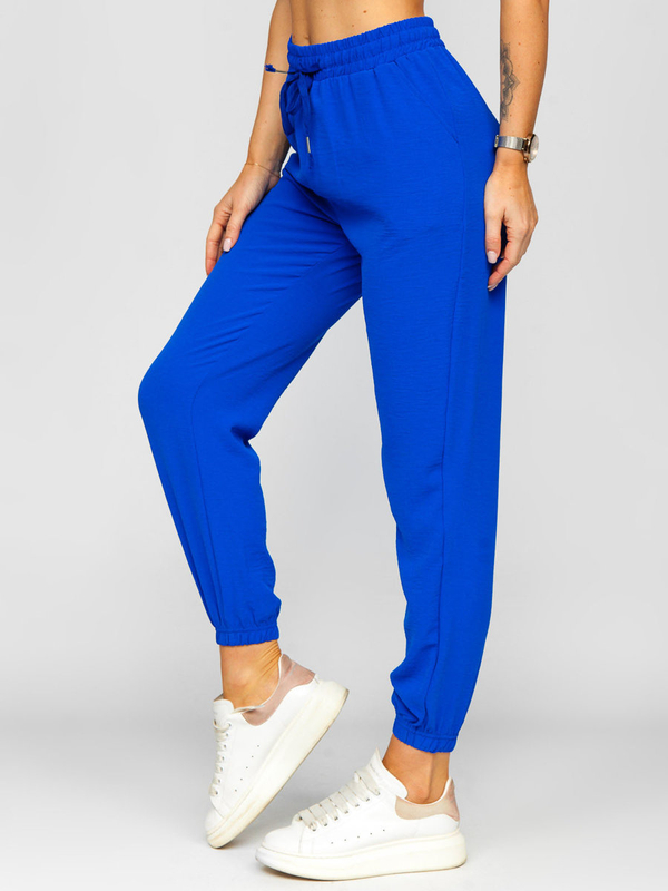 Damen Stoffhose Joggers Mittelblau Bolf W7322