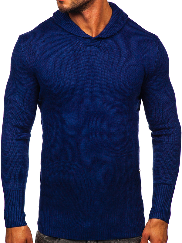 Herren Pullover mit Stehkragen Dunkelblau Bolf MM6018