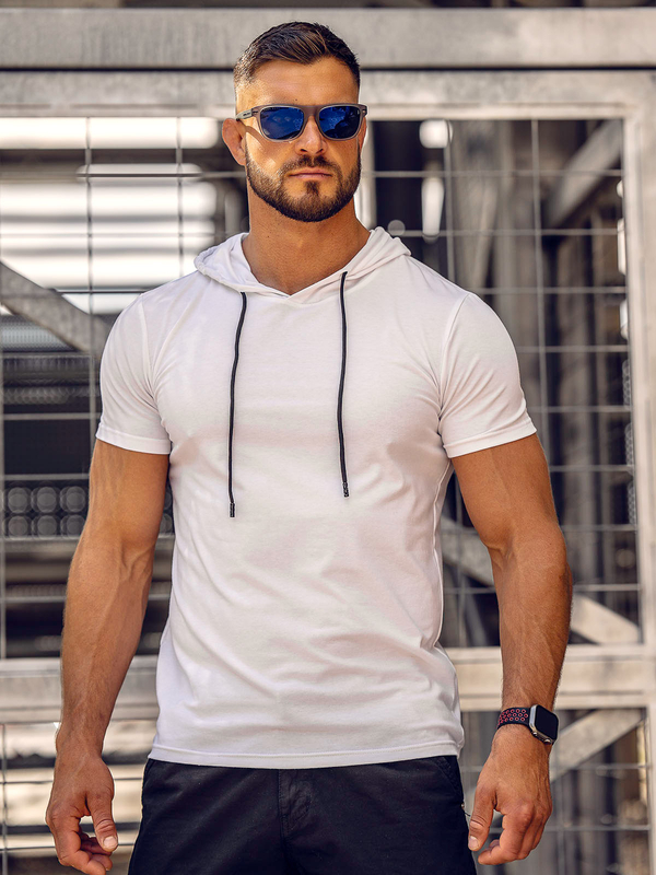 Herren T-Shirt mit Kapuze Weiß Bolf 8T957A