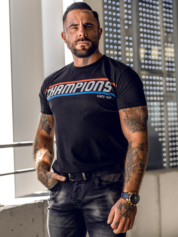 Herren T-Shirt mit Motiv Schwarz Bolf SS10953A