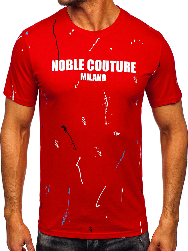 Herren Baumwoll T-Shirt mit Motiv Rot Bolf MPO3443