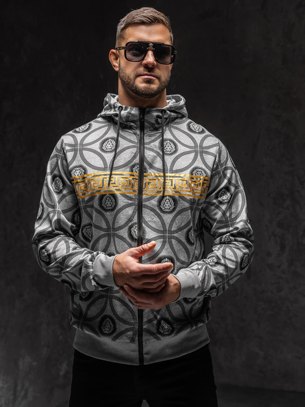 Herren Kapuzenpullover mit Reißverschluss Grau Bolf 27B8123A1