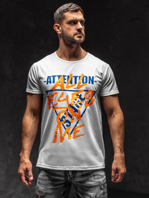 Herren T-Shirt mit Motiv Weiß Bolf KS1995