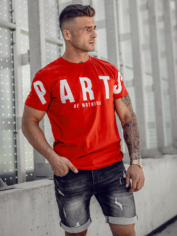 Herren T-Shirt mit Motiv Rot Bolf 1180A