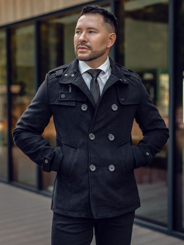 Herren Mantel Schwarz Bolf 8857A2