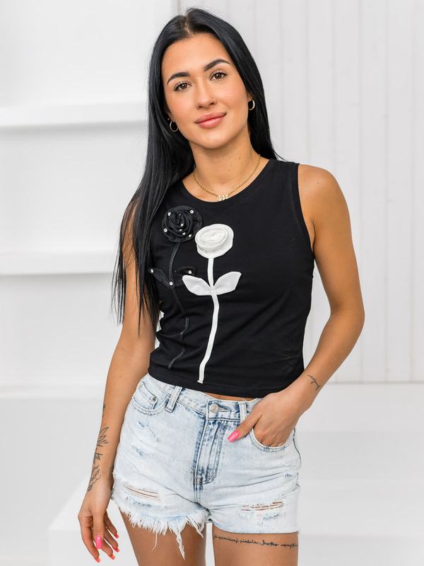 Damen Tank-Top mit Applikation Schwarz Bolf 96T653