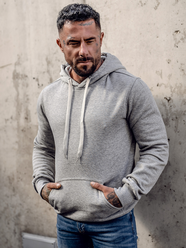 Herren Kapuzenpullover mit Kängurutasche Grau Bolf MB001A