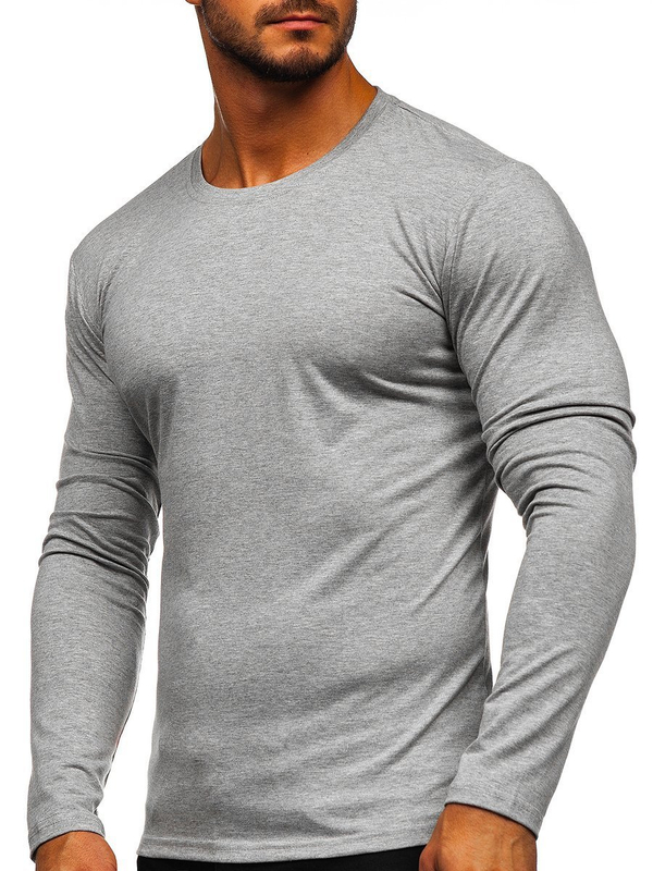 Herren Longsleeve ohne Motiv Grau Bolf 2088L