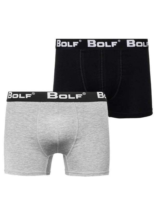 Herren Boxershorts Grau-Schwarz 0953-2P 2 Bolf PACK