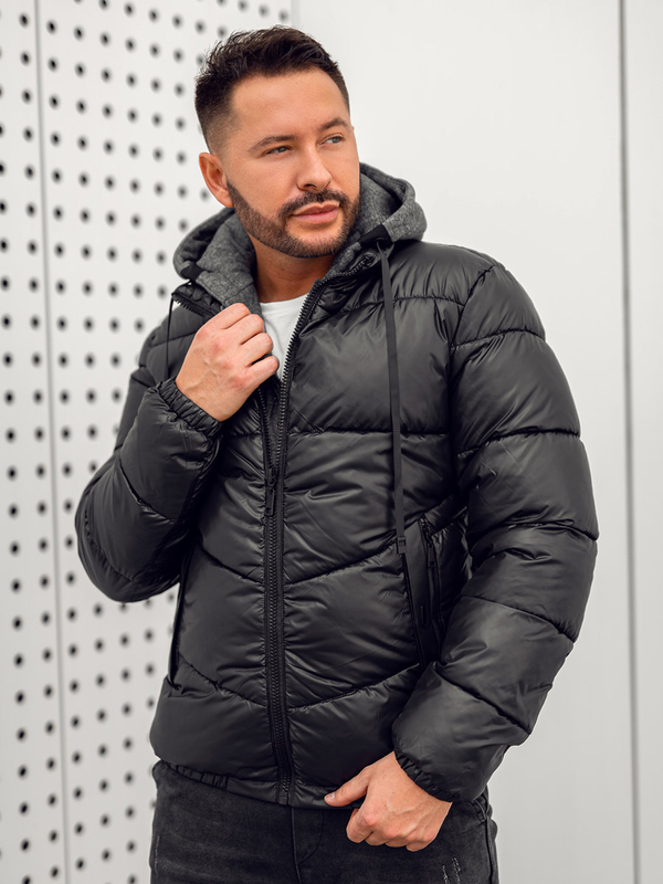 Herren Gepolsterte Winterjacke Schwarz Bolf B2906