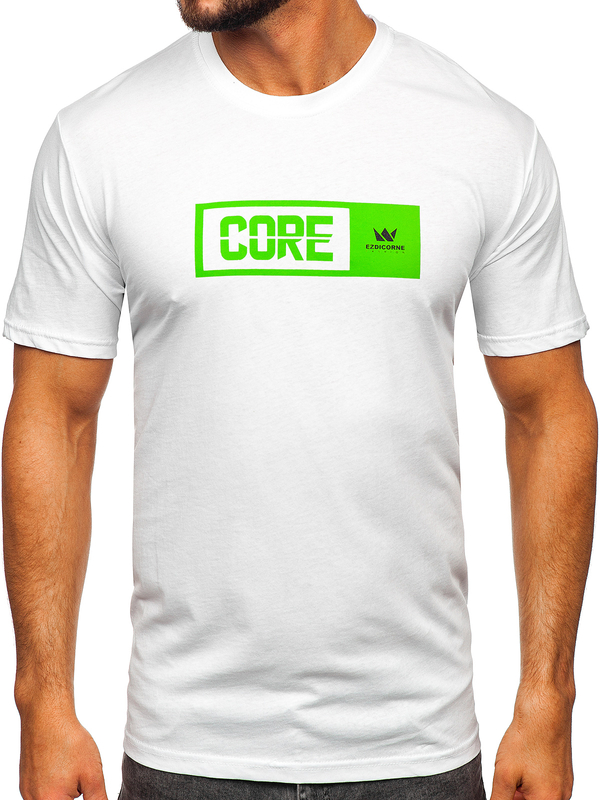 Herren Baumwoll T-Shirt mit Motiv Weiß Bolf 14790