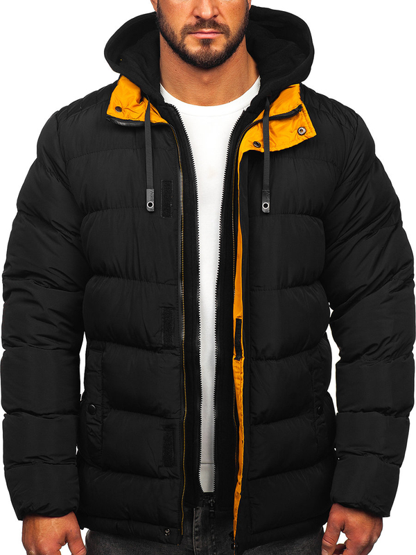 Herren Gepolsterte Winterjacke Schwarz Bolf 7145