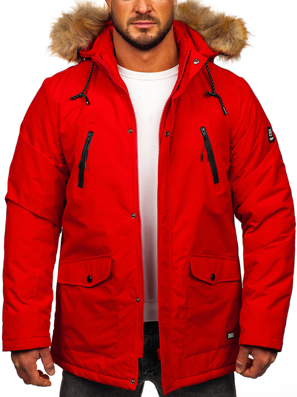 Herren Winterjakce Parka Alaska Rot Bolf WX032A