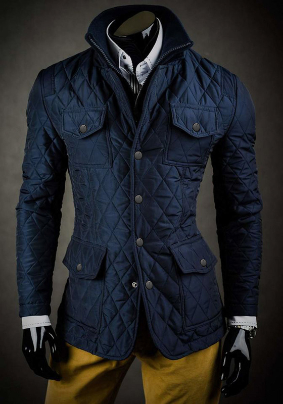 Herren Gepolsterte Jacke Elegant Dunkelblau Bolf 802A