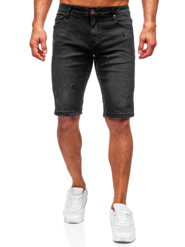 Herren Kurze Hose Jeansshorts Schwarz Bolf TF194