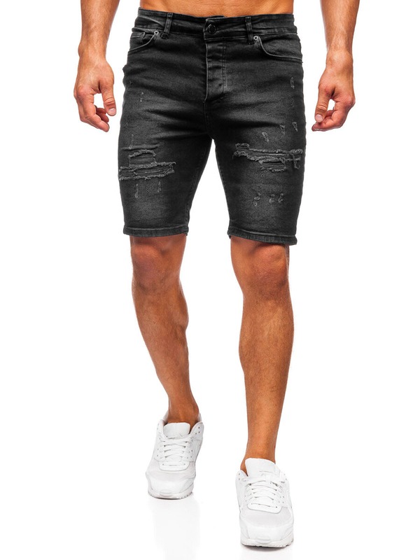 Herren Kurze Hose Jeansshorts Schwarz Bolf 0746