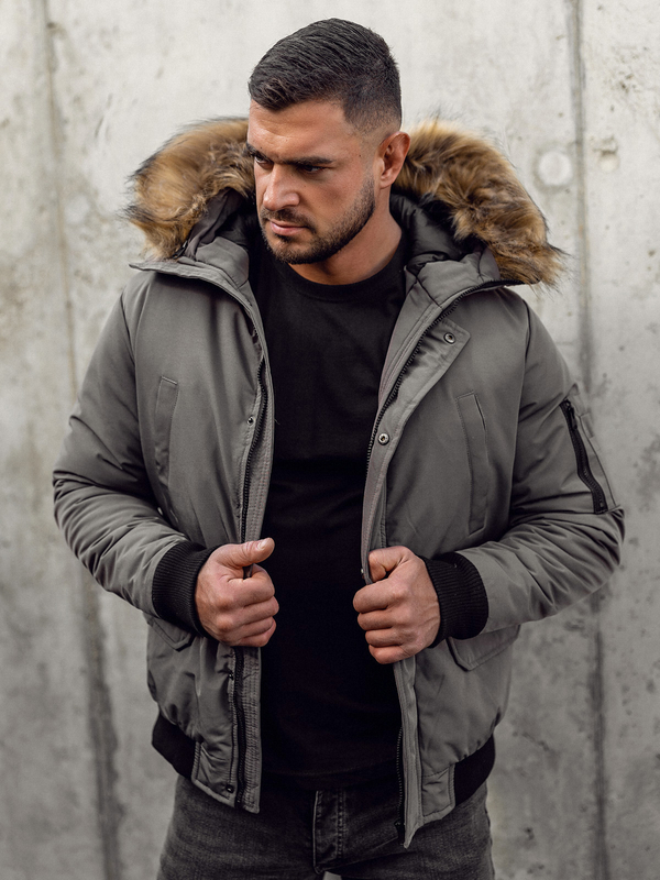 Herren Winterjacke Schwarzgrau Bolf 2019