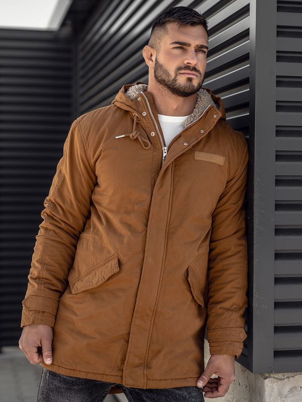 Herren Baumwoll Winterjacke Parka Camel Bolf EX838A