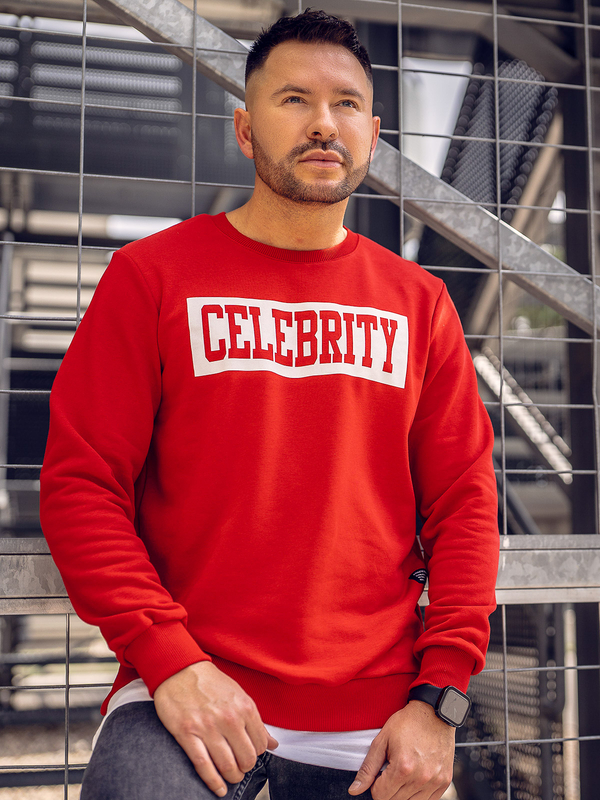 Herren Sweatshirt mit Motiv ohne Kapuze Rot Bolf 11115A