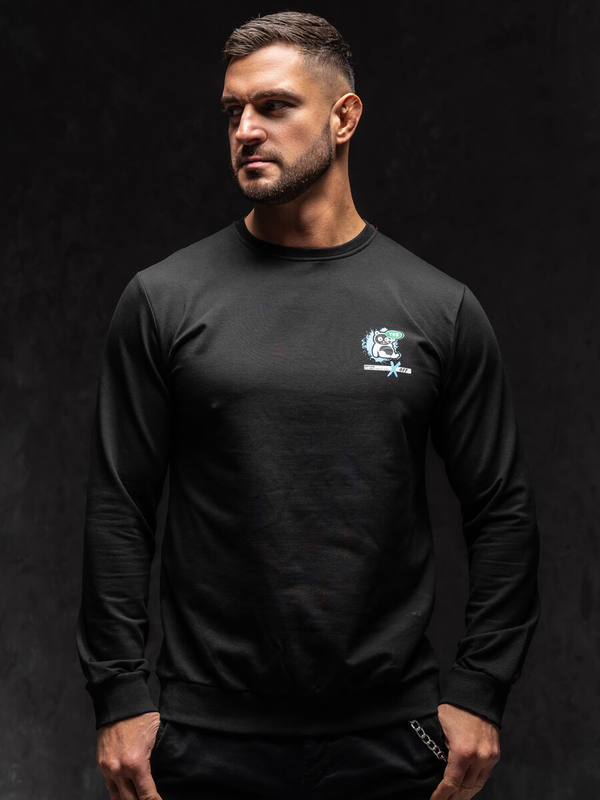 Herren Sweatshirt ohne Kapuze mit Motiv Schwarz Bolf 8744A1