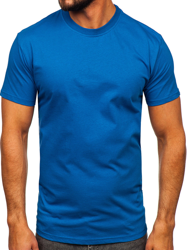 Herren Baumwoll Uni T-Shirt Blau Bolf 192397