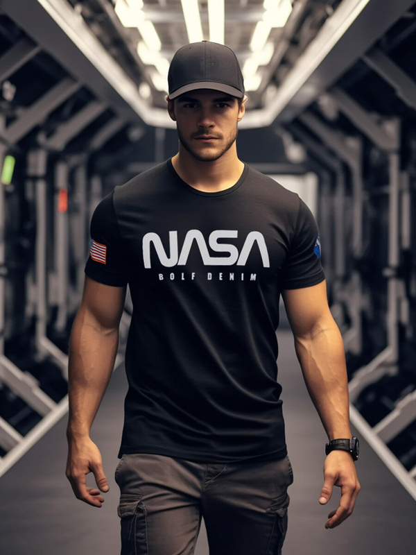 Herren T-Shirt mit Motiv Schwarz Bolf 14401A