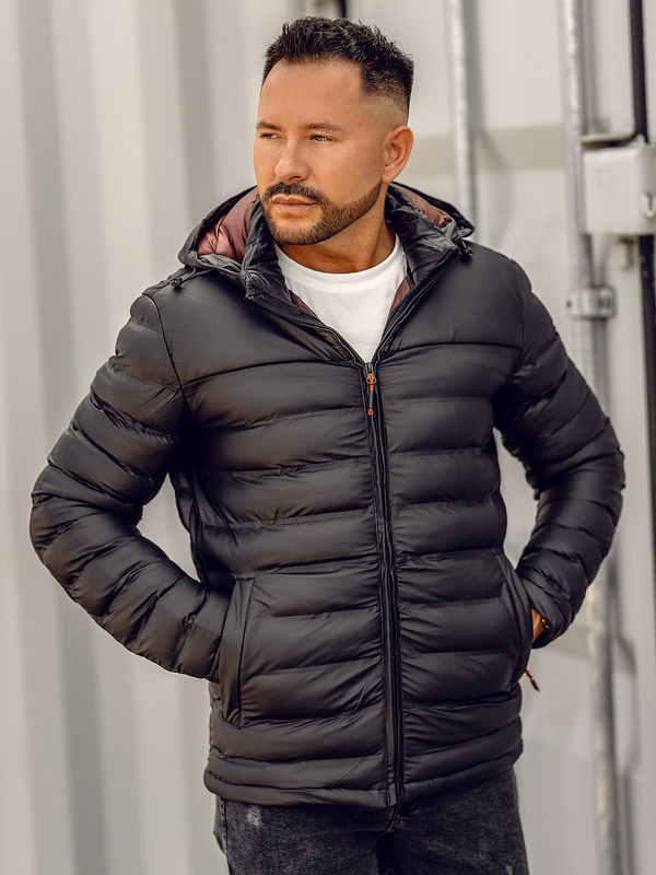 Herren Gepolsterte Winterjacke Schwarz Bolf 22M326