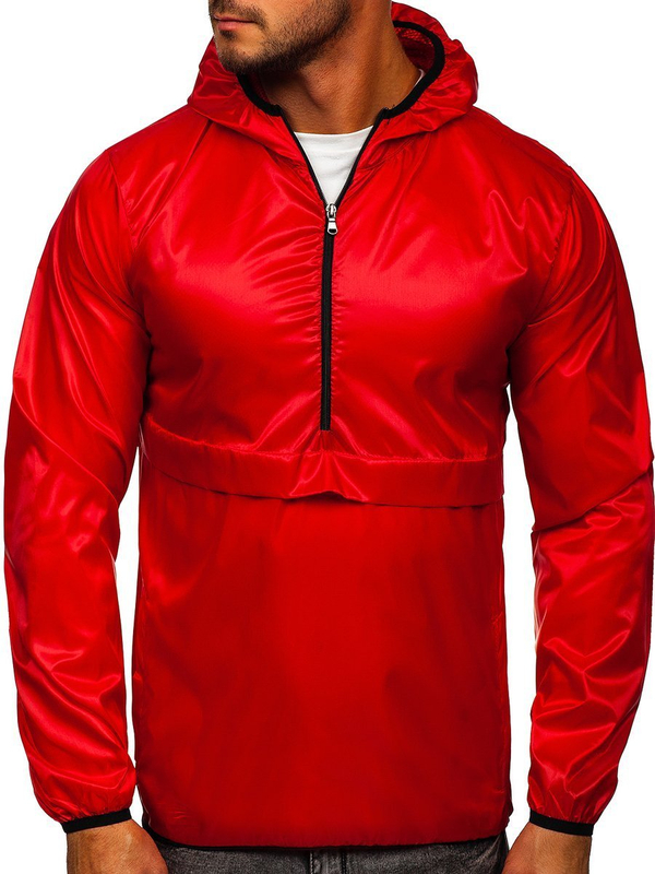 Herren Übergangsjacke Sportjacke Anorak mit Kapuze Rot Bolf 5061