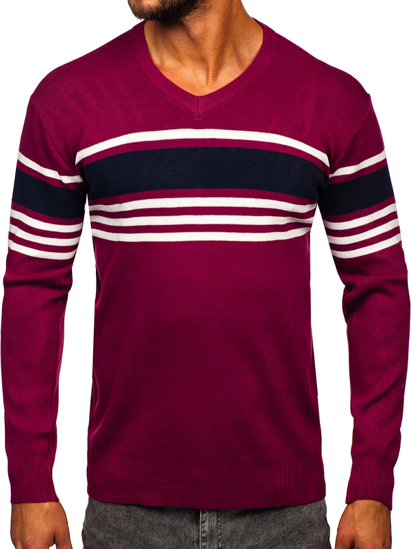 Herren Pullover mit V-Ausschnitt Violettk Bolf S8536