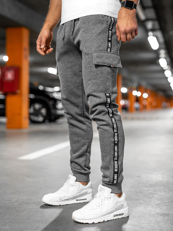 Herren Warme Sporthose Cargohose Joggers Grau Bolf JX8715A