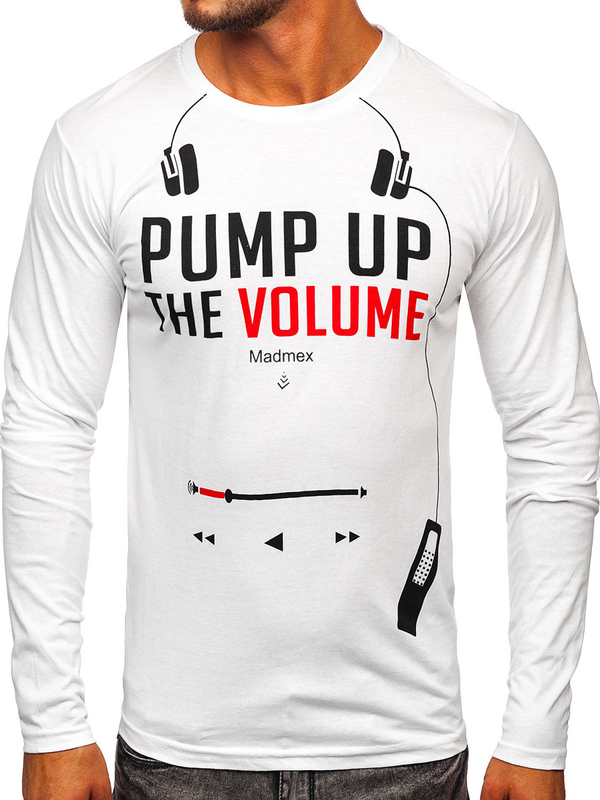 Herren Longsleeve mit Motiv Weiß Bolf 1219