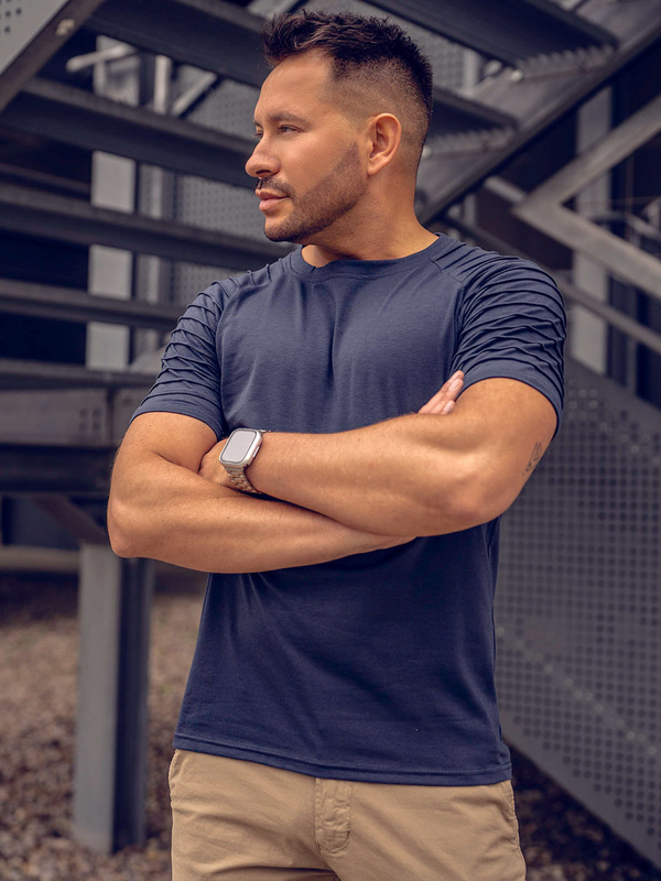 Herren T-Shirt Uni Dunkelblau Bolf 8T88A