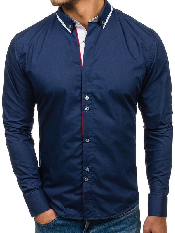 Herren Hemd Dunkelblau Bolf 6857