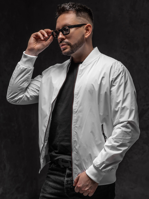 Herren Übergangsjacke Bomberjacke Weiß Bolf 7116A1