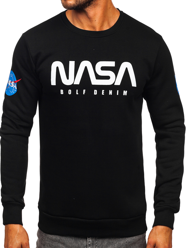 Herren Swetashirt ohne Kapuze mit Motiv Schwarz Bolf 146955