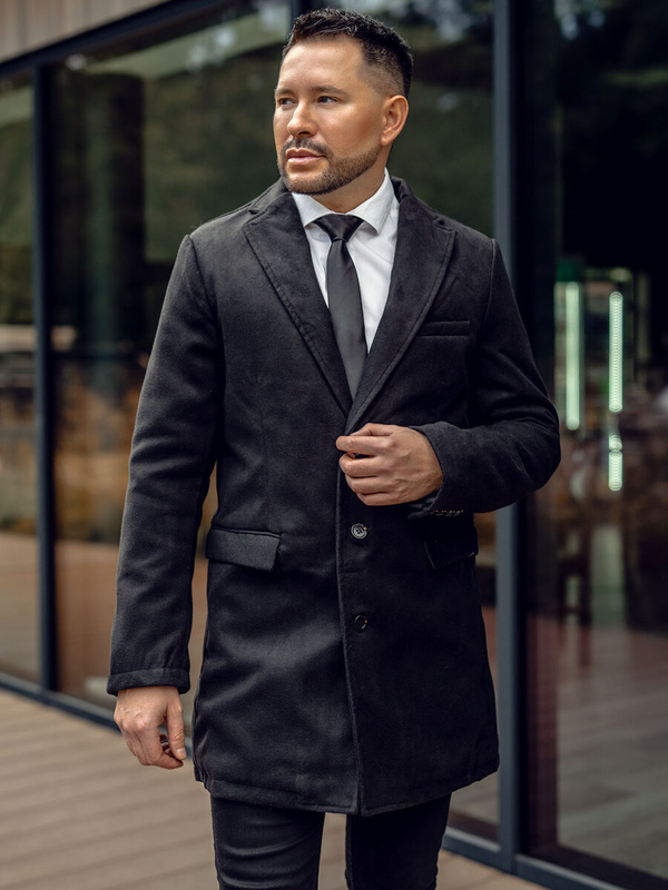 Herren Wintermantel Schwarz Bolf 1047A2