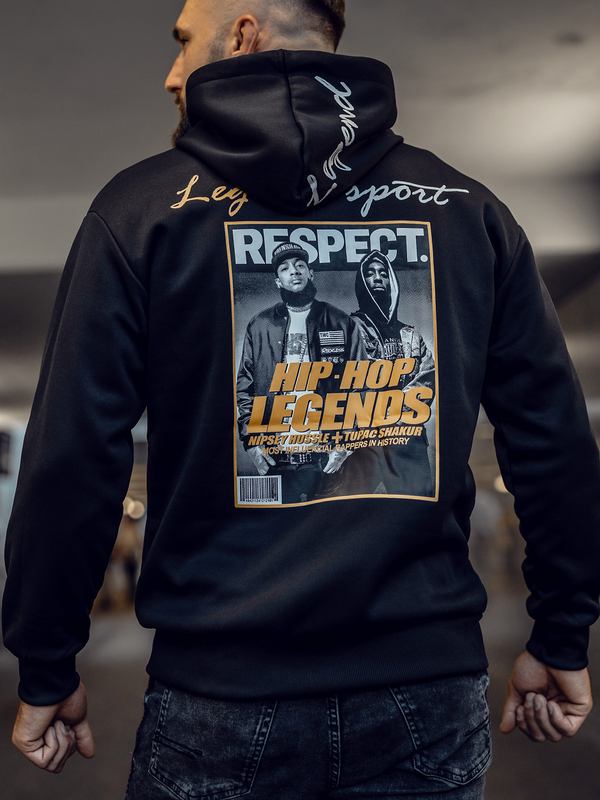 Herren Kapuzenpullover mit Motiv Schwarz Bolf M280