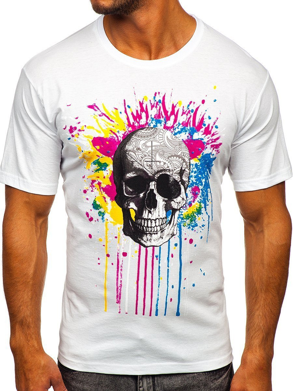 Bolf Herren T-Shirt mit Motiv Weiß 142170