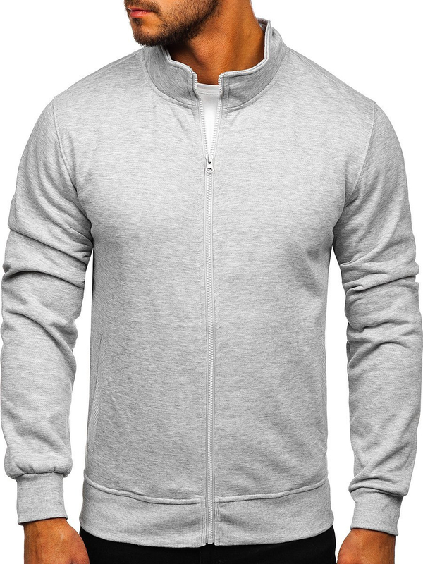 Herren Sweatshirt Sweatjacke mit Stehkragen Grau Bolf B2002