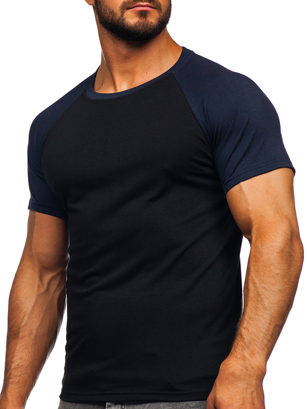 Herren T-Shirt Schwarz-Dunkelblau Bolf 8T82