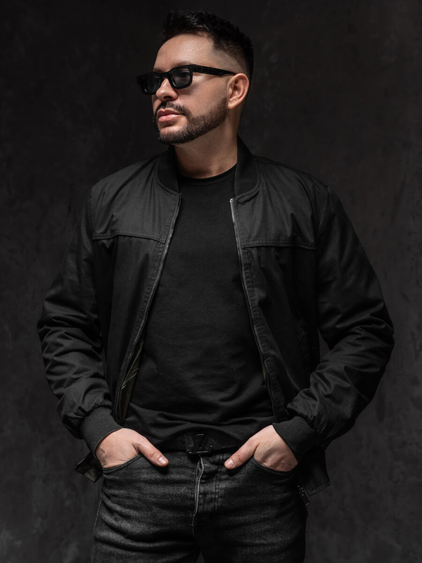 Herren Zweiseitige Übergangsjacke Bomberjacke Schwarz Bolf 84M3005A1