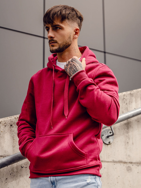 Herren Kaüuzenpullover mit Kängurutasche Weinrot Bolf 2009A